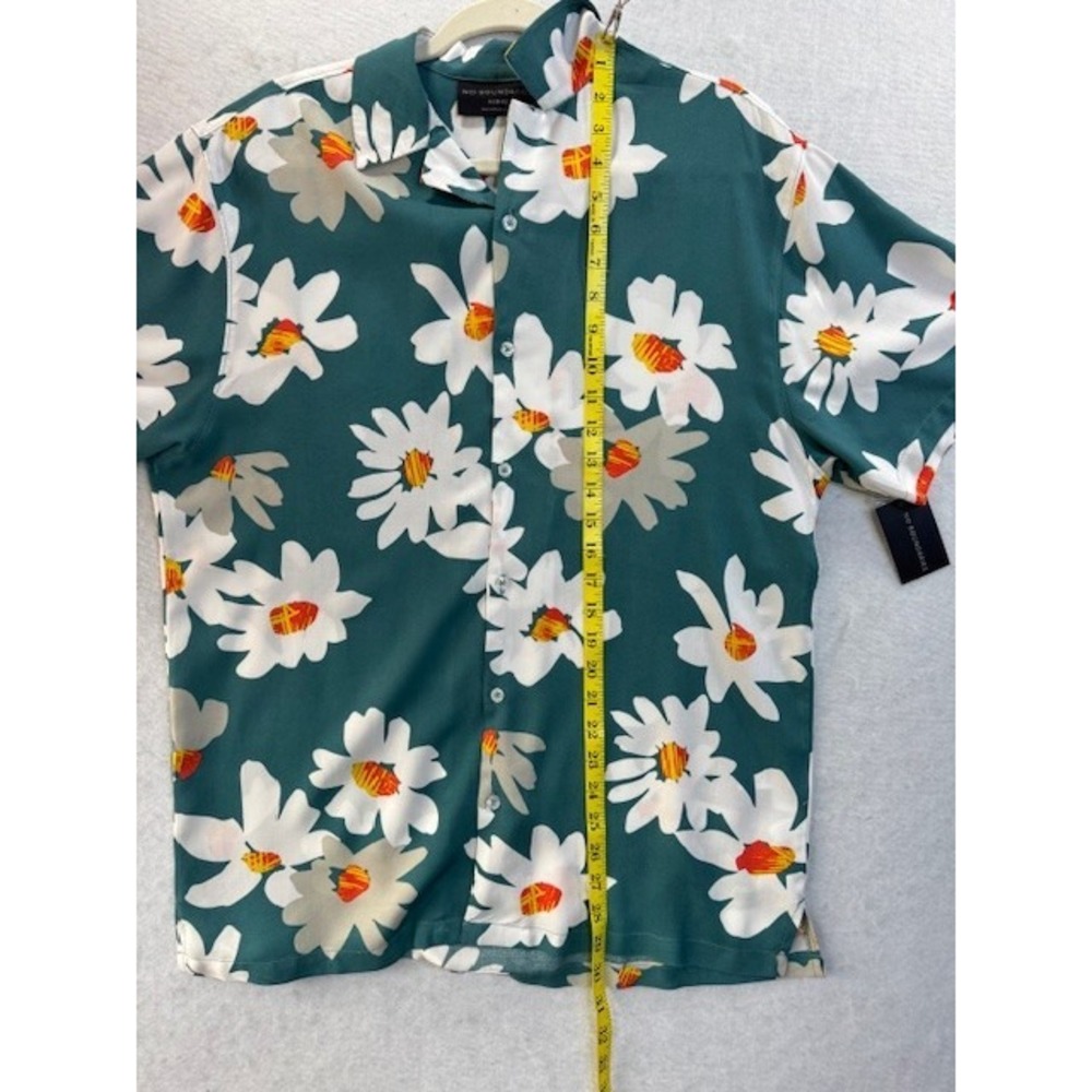 NEW Short Sleeve Button Down Shirt Mens MED Hawaiian Daisies Flowers Floral - Picture 6 of 6